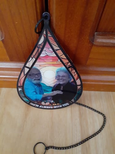Customer photo review of Memorial Family Gift Teardrop - Personalized Window Hanging Suncatcher Photo Ornament