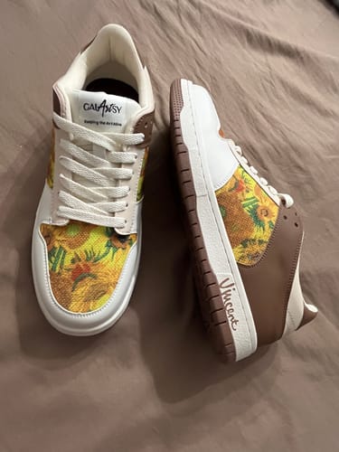 Customer photo review of Van Gogh Sunflowers inspired sneakers