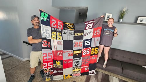 T-shirt quilt from utah state university by Ami from UT