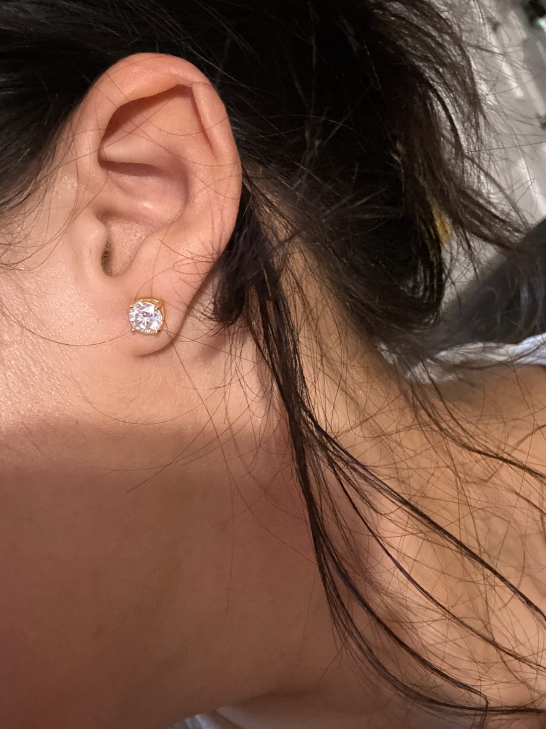 Customer photo review of 6MM Moissanite Earrings