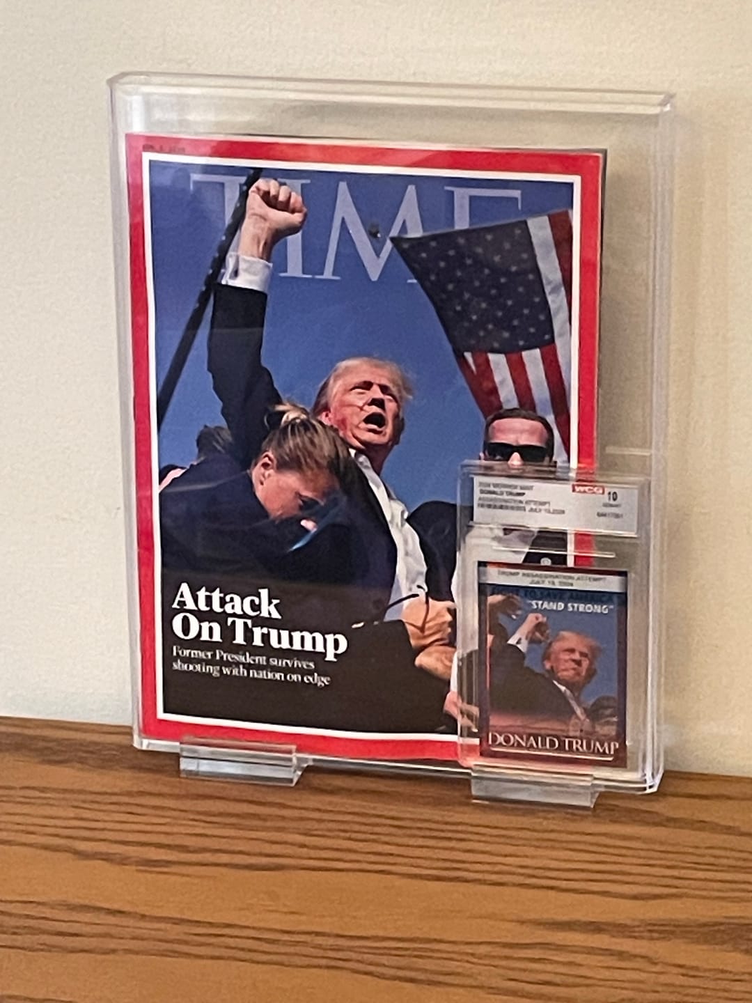 Customer photo review of Clear Acrylic Display Case for Collectible Magazine or Comic Book