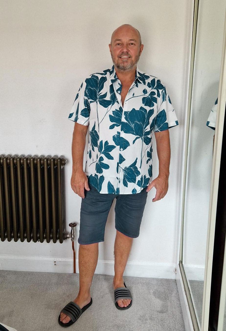 Customer photo review of Men's Summer Casual Floral Button Up Short Sleeve Holiday Cool Beach Shirt
