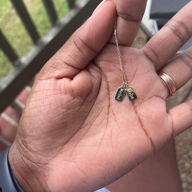 Customer photo review of Dainty Dog Tag Necklace