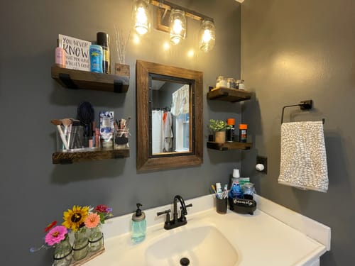Customer photo review of Rustic Shelves with Brackets