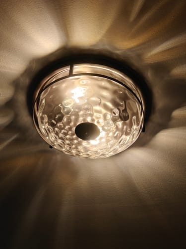 Customer photo review of Farmhouse Round Hammered Glass Flush Mount