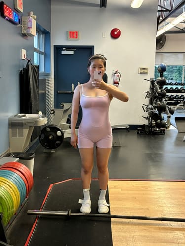 Customer photo review of The Shorts Onesie / Parfait-Crème