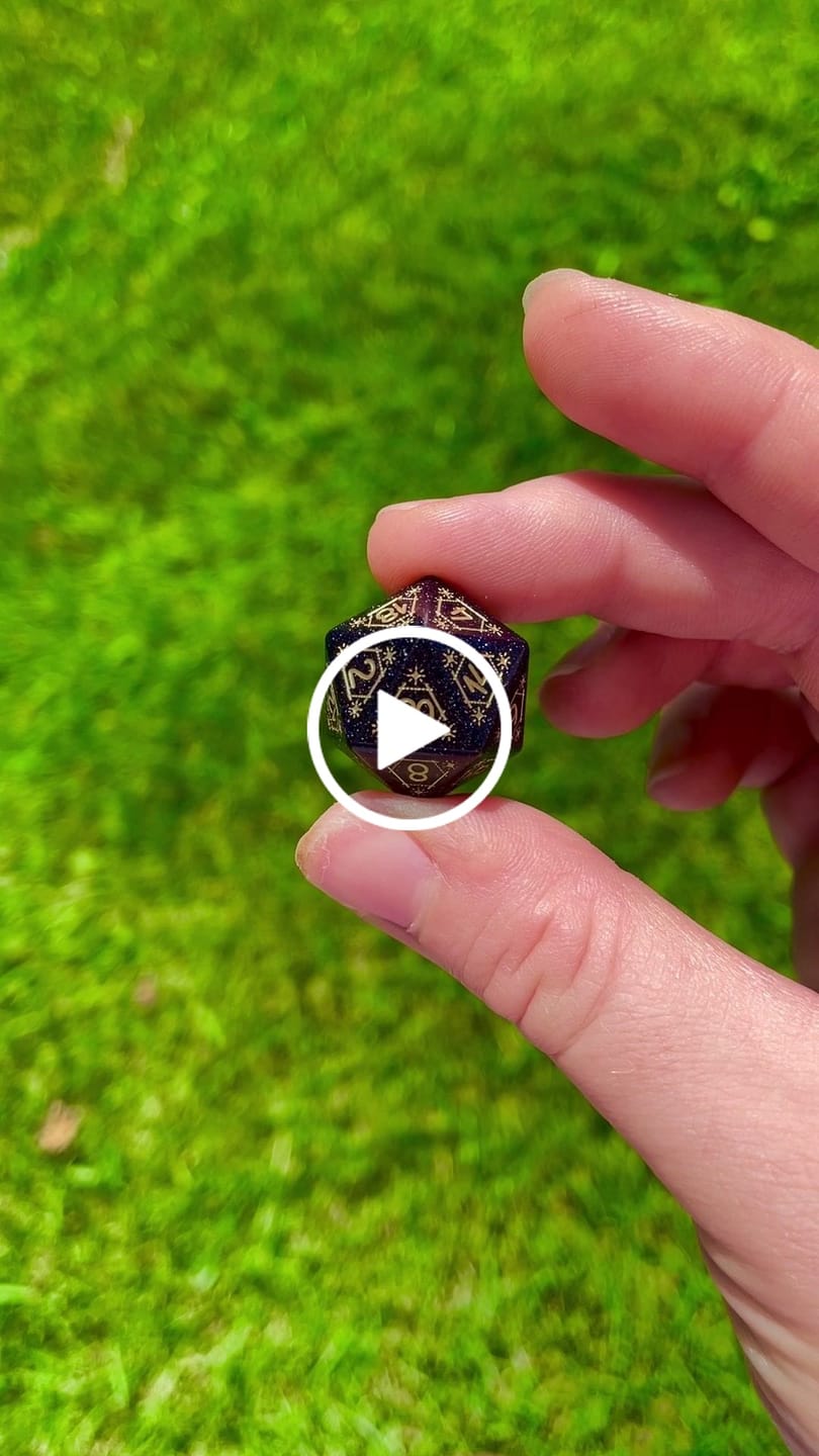Customer video review of URWizards D&D Engraved Blue Sandstone D20 Dice Astrology Style