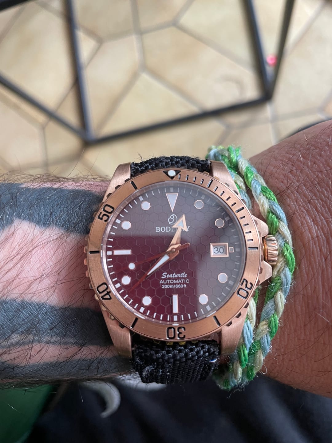 Customer photo review of SEATURTLE.OCEAN(BRONZE) - Automatic Bronze Diver Watch | Red/FKM Rubber