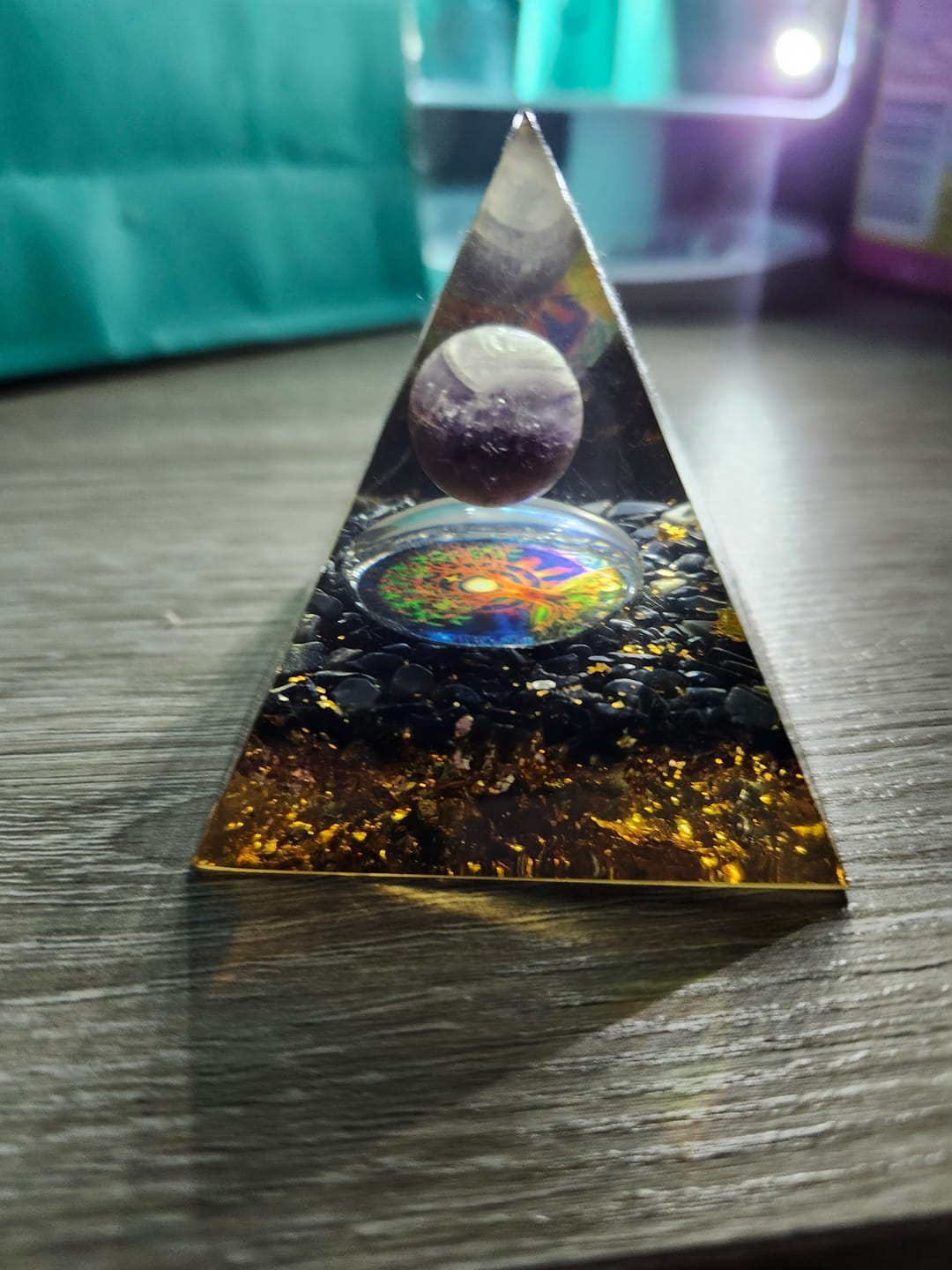 Customer photo review of EMF Protection Galaxy Orgone Pyramid