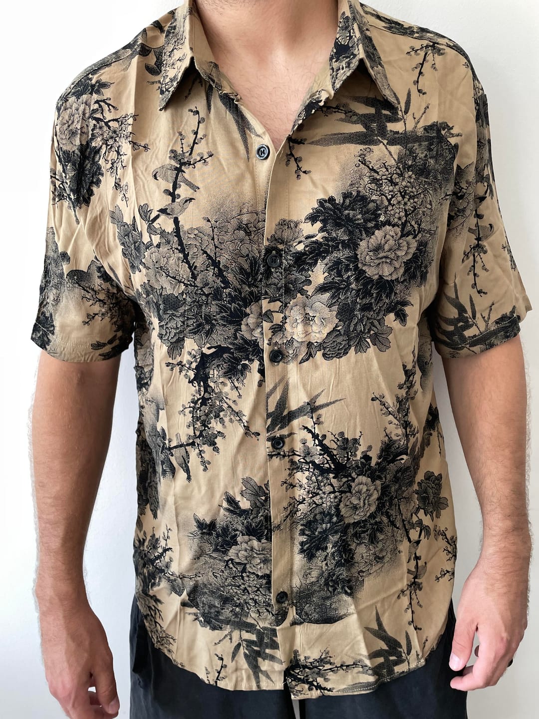 Customer photo review of Men's Bamboo Floral VIntage Summer Hawaiian Rayon Holiday Button Up Short Sleeve Shirt