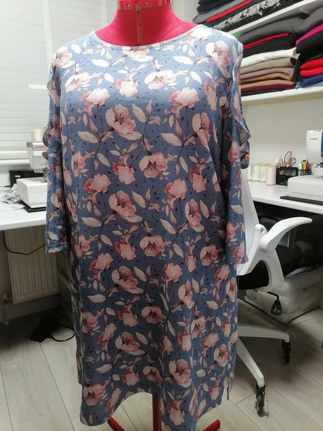 Customer photo review of Pink Floral Linen Viscose Fabric