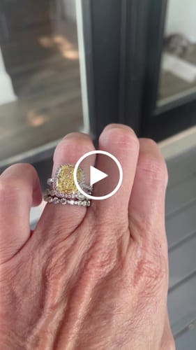 Customer video review of Louily Noble Halo Cushion Cut Yellow Stone Engagement Ring