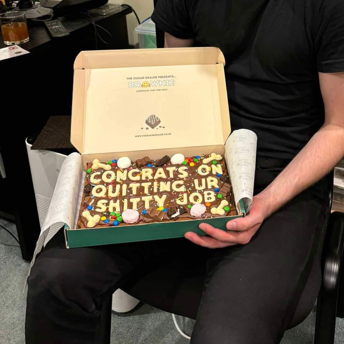 Customer photo review of Mega custom message dick brownie