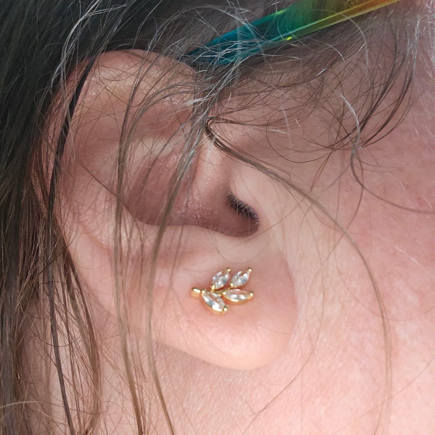Customer photo review of Crystal Leaf Stud Earrings