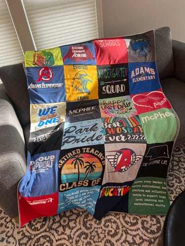 T-shirt quilt from adams elementary school, mcphie elementary school by Kim from NE