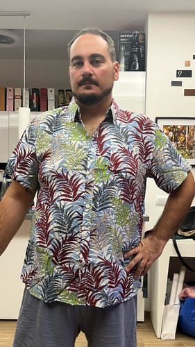 Customer photo review of chemise d'homme en pur coton à imprimé style de vacances hawaïennes