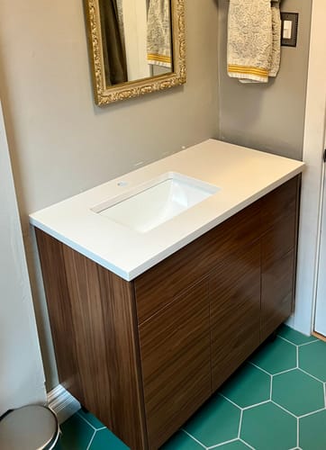 Customer photo review of Austin SLIM 36" American Black Walnut Bathroom Vanity, Left Sink
