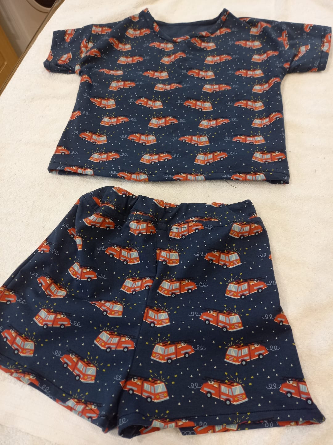 Customer photo review of Fire Engines Cotton Jersey Fabric