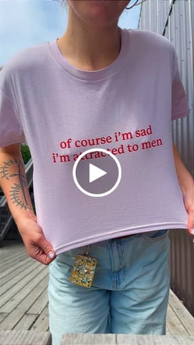 Customer video review of Of Course I'm Sad I'm Attracted to Men crop top