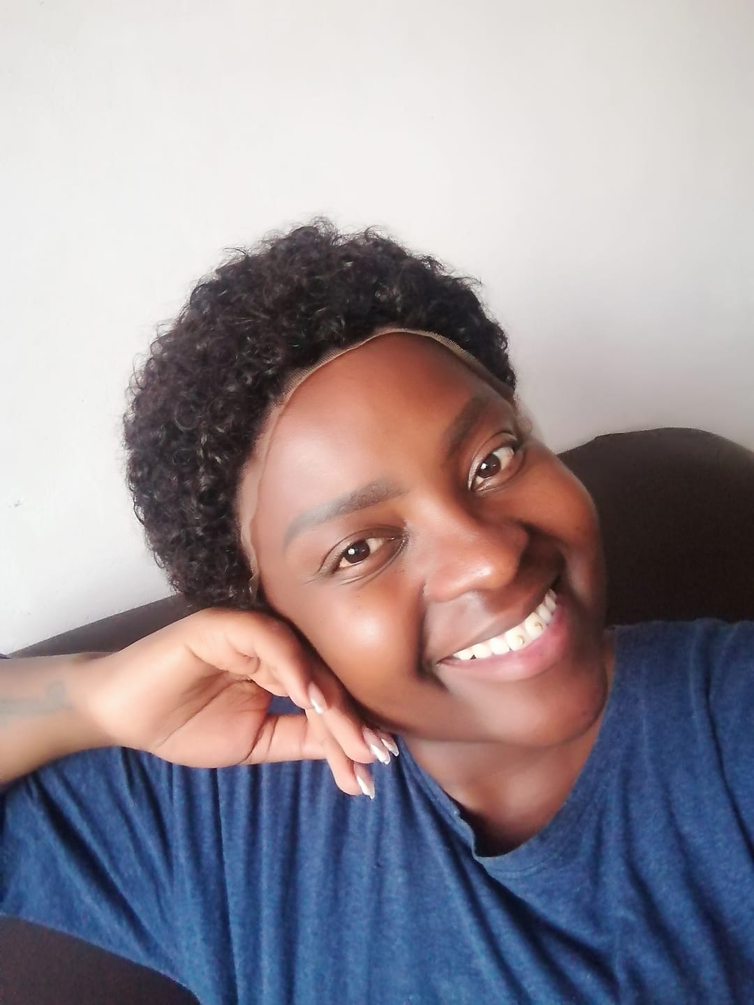 Customer photo review of Brazilian Curly Afro full Cap 8"