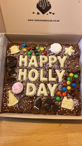 Customer photo review of Custom message birthday brownie
