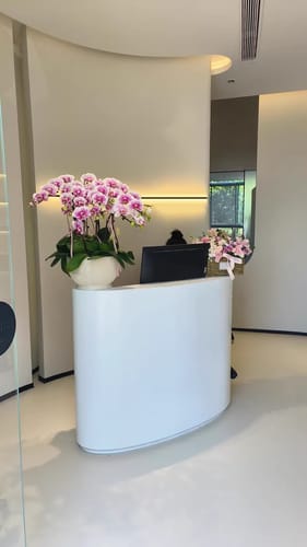 Customer photo review of Small Salon Reception Desk with Counter