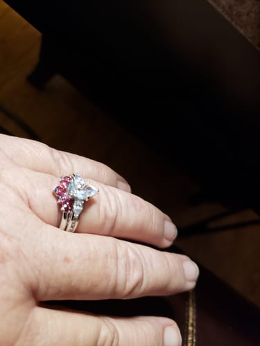 Customer photo review of 3-Stone 1.8ct Pear CZ Ring in Sterling Silver