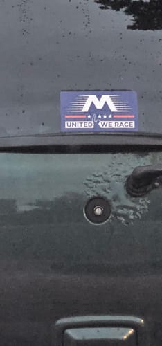 Customer photo review of United We Race Freedom Decal 6.5"x4"