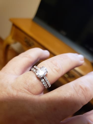 Customer photo review of Solitaire 1.8ct Oval CZ Ring in Sterling Silver