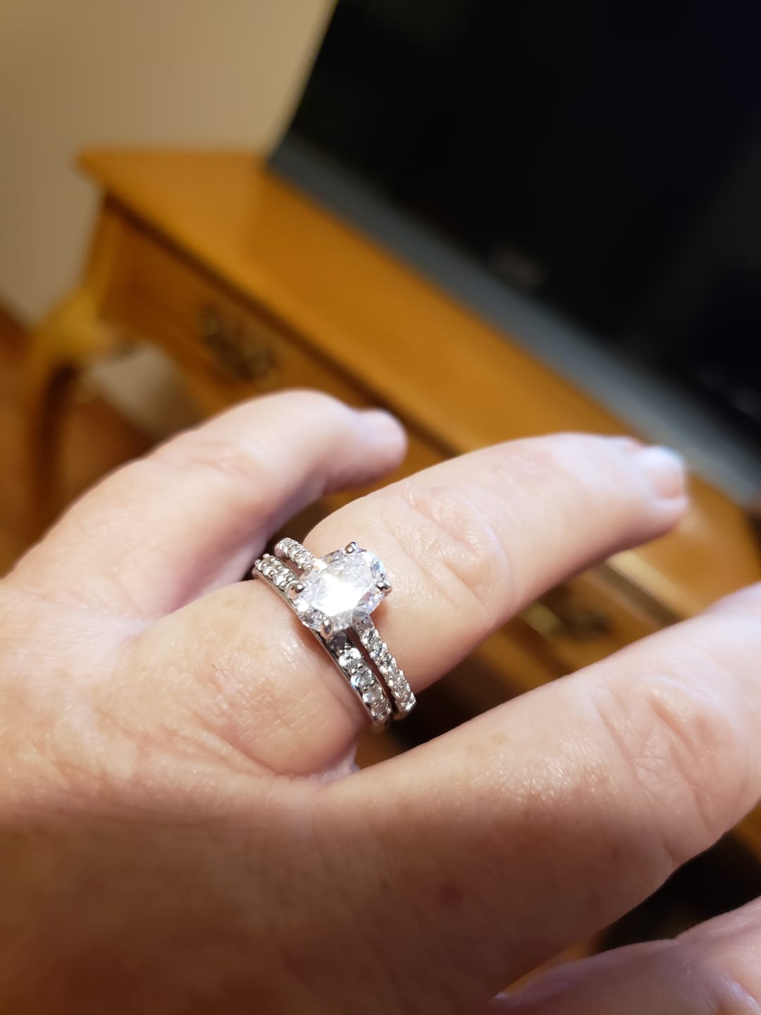Customer photo review of Solitaire 1.8ct Oval CZ Ring in Sterling Silver