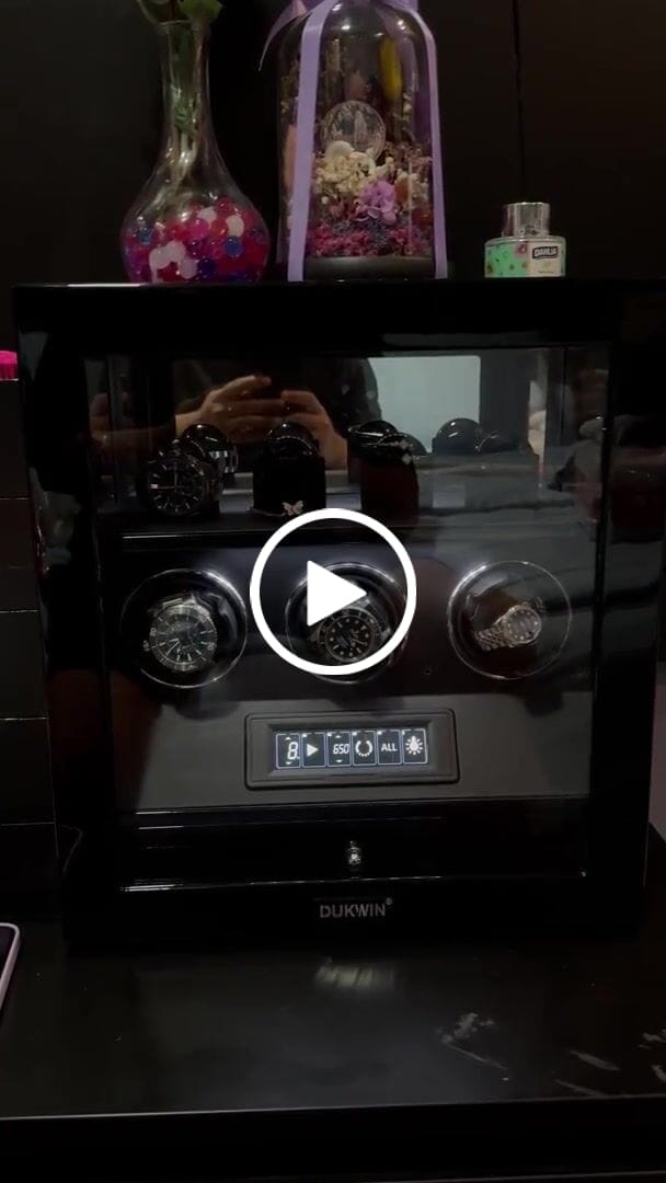 Customer video review of Patented design Watch Winders with Watch Holder Fingerprint Lock Ultra Quiet Motor