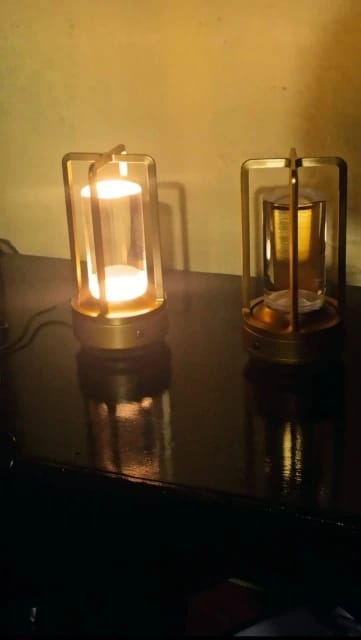 Customer photo review of Modern Cordless Metal Nordic Desk & Table Lamp - Cordless, Rechargeable, LED with Touch Control & Dimming Feature, Suitable for Bedroom, Home, Outdoor - Ideal Night Light for Restaurant and Home Usage