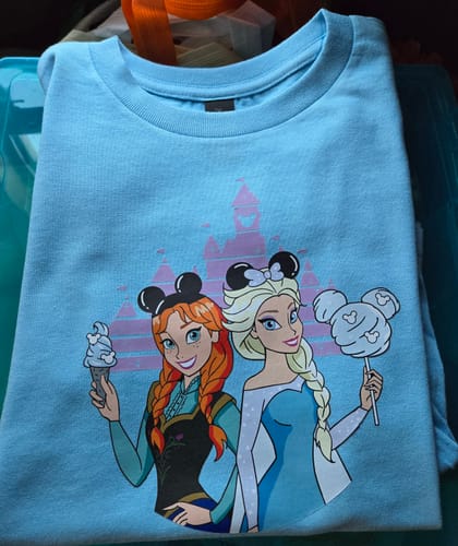 Customer photo review of Anna And Elsa Disney DTF Transfer