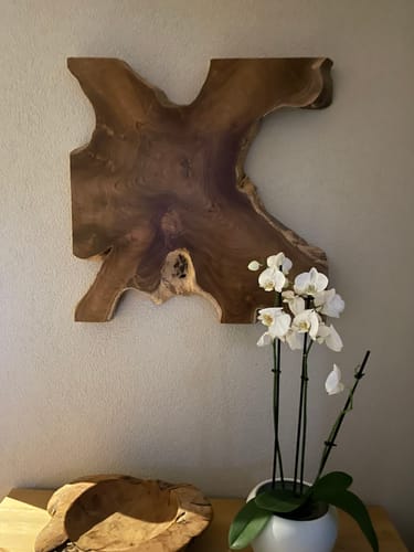 Customer photo review of Wandbild NAGA 60cm x 60cm aus Teak Holz