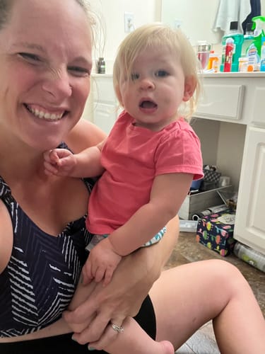 Customer photo review of Ultra Comfort Active Nursing Bra (Midnight Chevron)