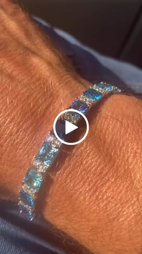 Customer video review of MOISSANITE OCEAN BLUE STONES BRACELET. - WHITE GOLD
