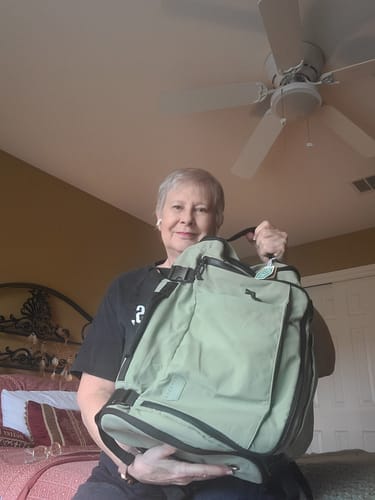 Customer photo review of Blast Quick Access Carry On Travel Backpack