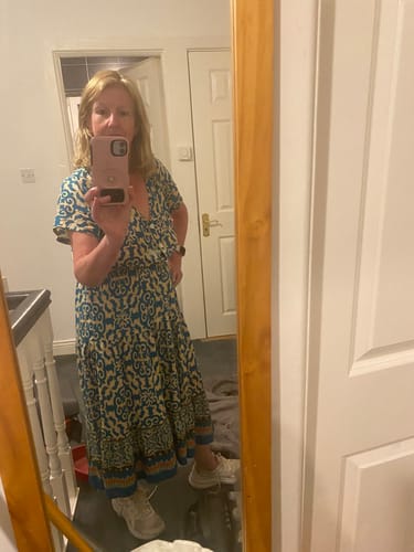 Customer photo review of Eldora Black Patterned Midi Dress