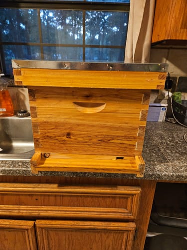 Customer photo review of MayBee Hives 10 Frame Best Beekeeping Starter Kit Include 22 pcs Beekeeping Tool,Wax Coated Langstroth Deep Brood Bee Box with 100% Beeswax Plastic Foundation,Beekeeping Veil for Beginners Beekeeper