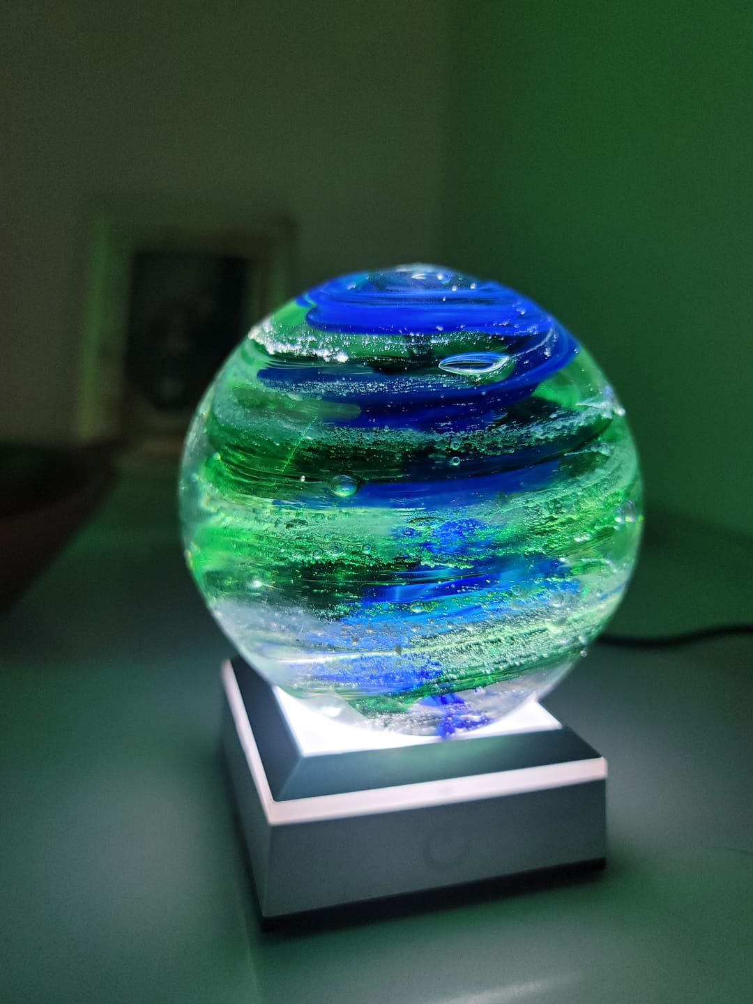Customer photo review of Tranquil Swirl Paperweight with Cremation Ash