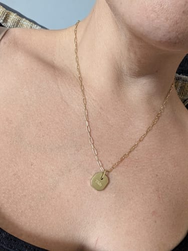 Customer photo review of Engravable Mini Tag Necklace