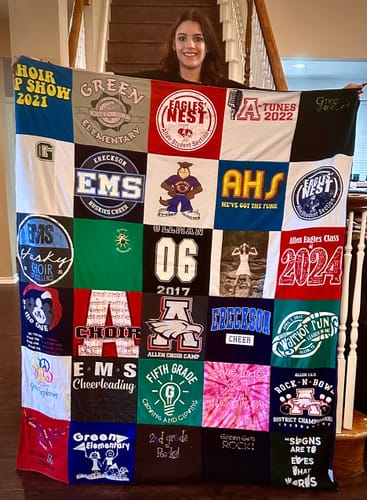 T-shirt quilt featuring allen eagles by Tracy from TX