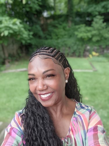 Customer photo review of French Braid Bohemian Cornrow Wig, 100% Human Hair, Full Lace, Black Color - Dash