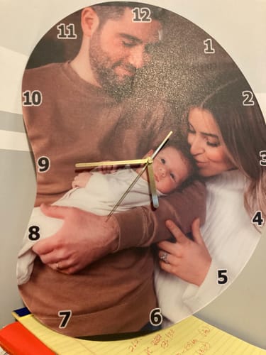 Customer photo review of Personalized Photo Acrylic Hanging Wall Clock Gift For Family