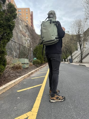 Customer photo review of Blast Quick Access Carry On Travel Backpack