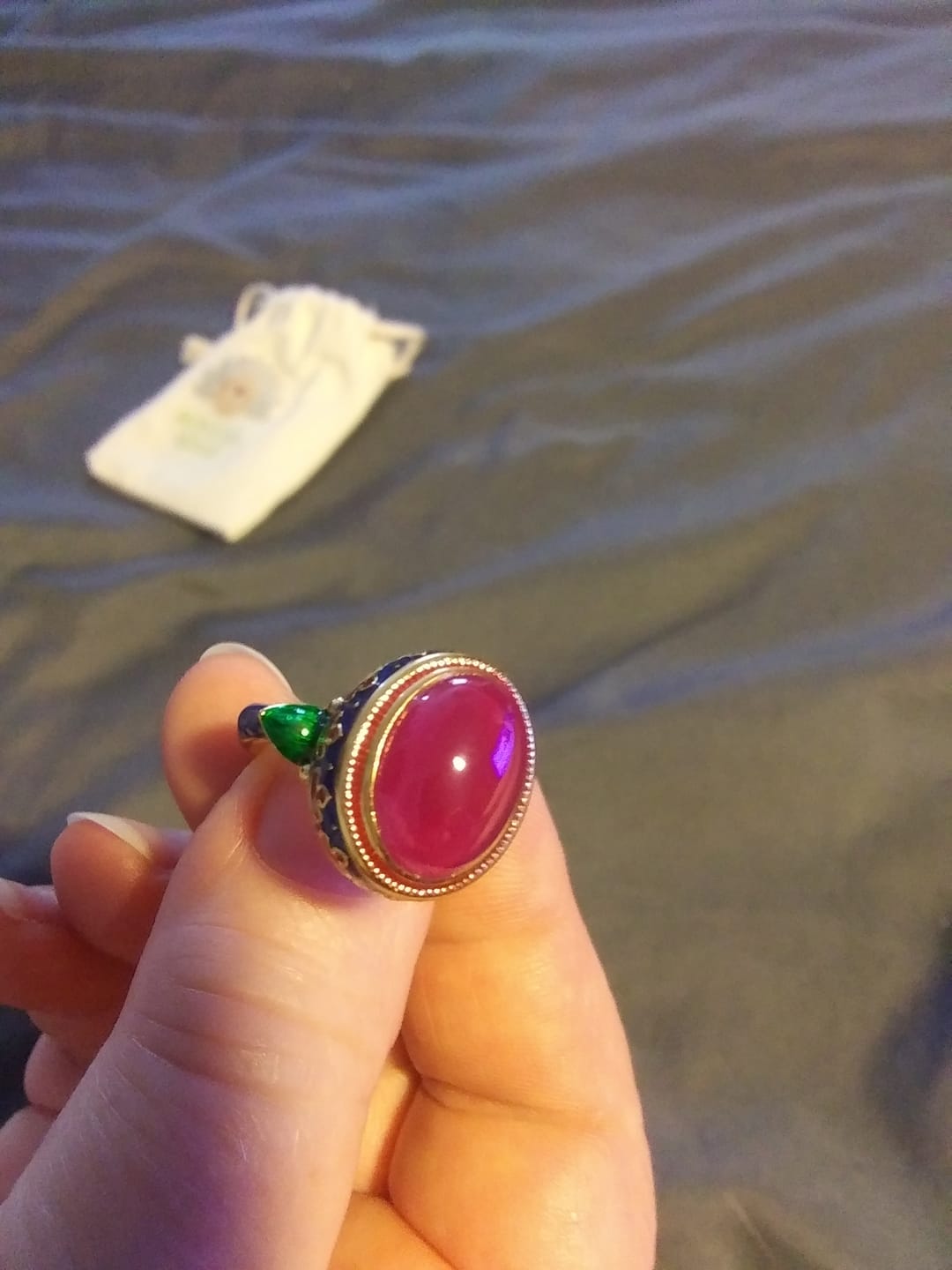 Customer photo review of Red Corundum Mineral Stone Ring