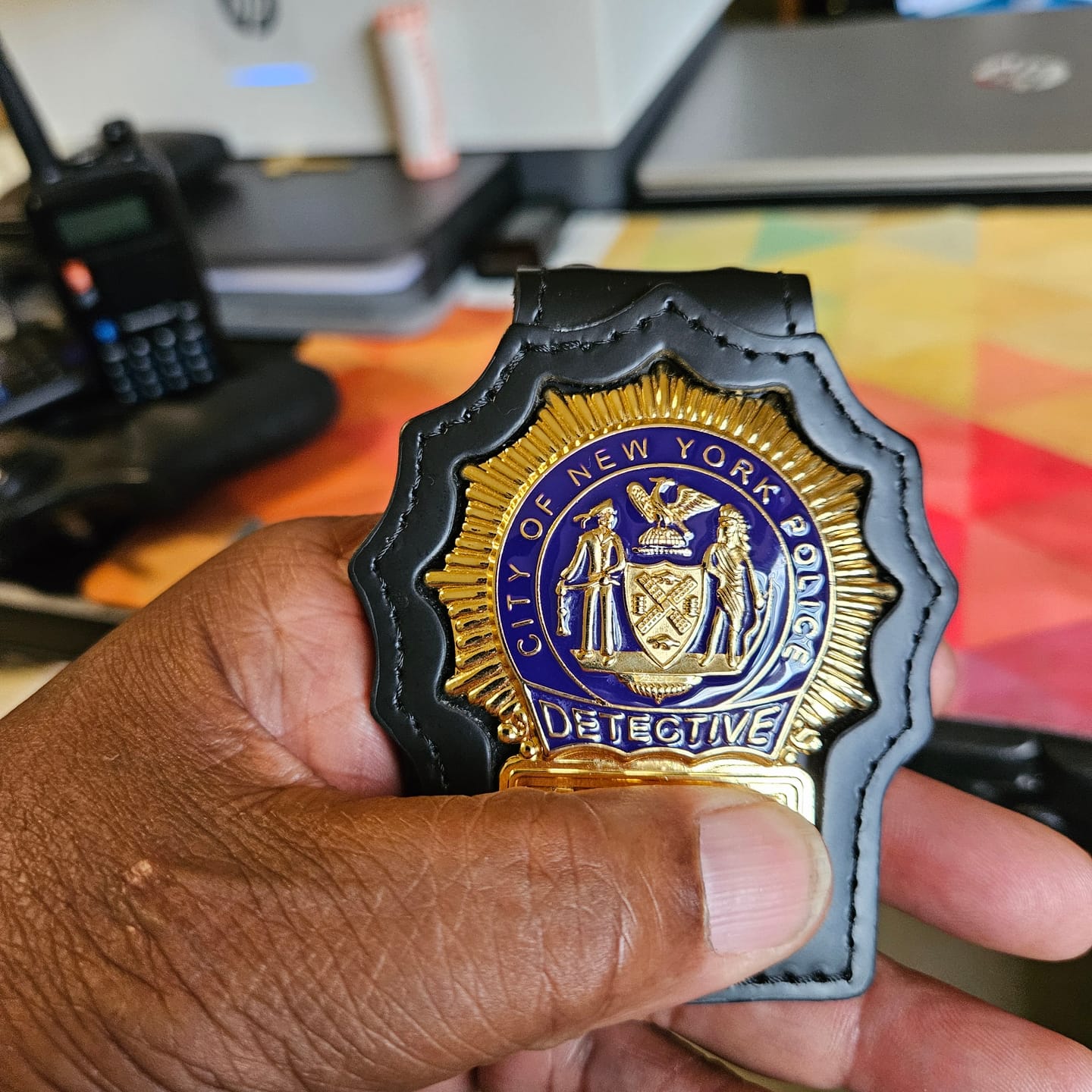 Customer photo review of NY New York Detective Police Badge Replica Movie Props *Customizable Badge Number*
