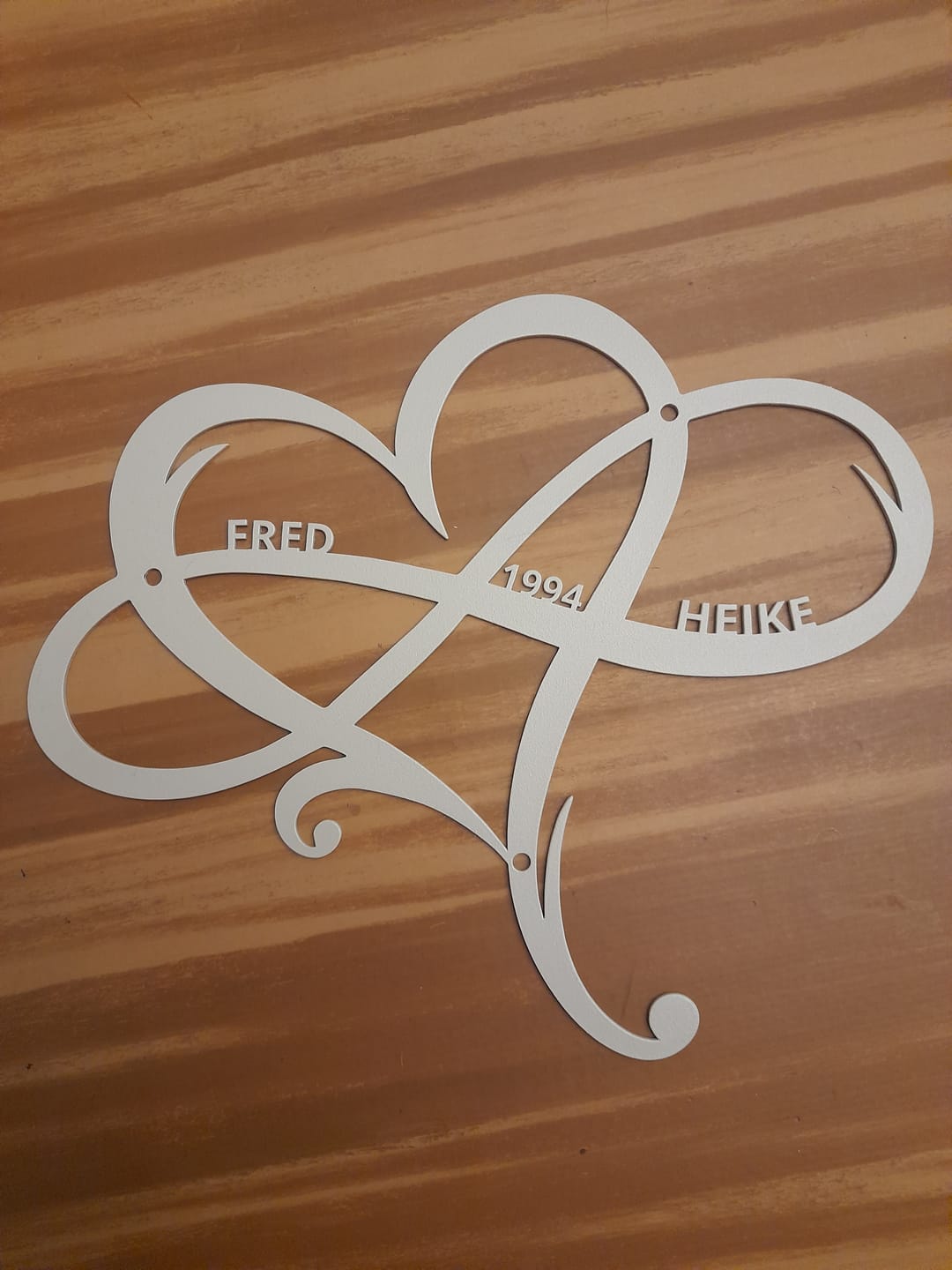 Customer photo review of Infinity Herz mit Wunschtext aus edlem Stahl (personalisierbar)