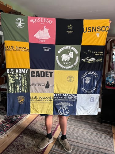 T-shirt quilt with maritime, military service themes by Heidi from NH