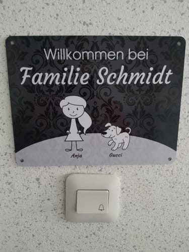 Customer photo review of Familien Türschild (UV- und wetterfest)